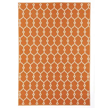 Floorita binnen/buitenvloerkleed Trellis - oranje - 133x190 cm - Leen Bakker