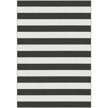 Binnen/buitenvloerkleed Madia - zwart/wit - 120x170 cm - Leen Bakker