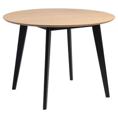Eetkamertafel Roxy - eiken/zwart - 76xØ105 cm - Leen Bakker