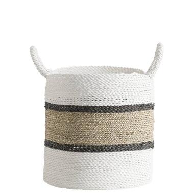 Mand Bologna - naturel/wit/zwart - 40xØ38 cm - Leen Bakker