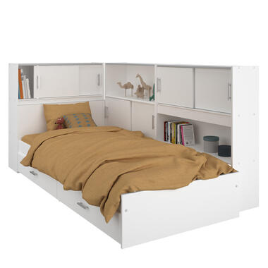 Juniorbed Montana met lades en kasten - crème - Leen Bakker