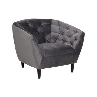 Fauteuil Thyrza - fluweel - donkergrijs - Leen Bakker