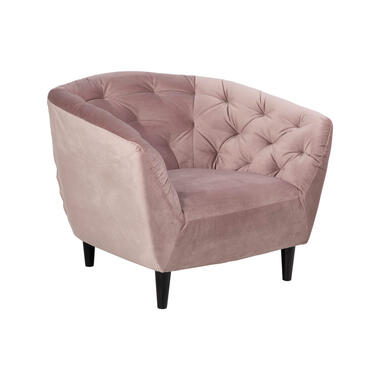 Fauteuil Thyrza - fluweel - oudroze - Leen Bakker