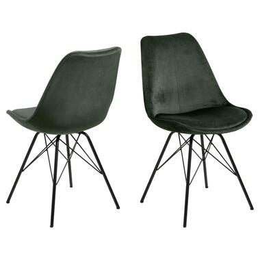 Eetkamerstoel Bonn (2 stuks) - velvet - groen - Leen Bakker