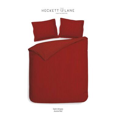 Heckett & Lane dekbedovertrek Uni Stripe - rood - 200x220 cm - Leen Bakker