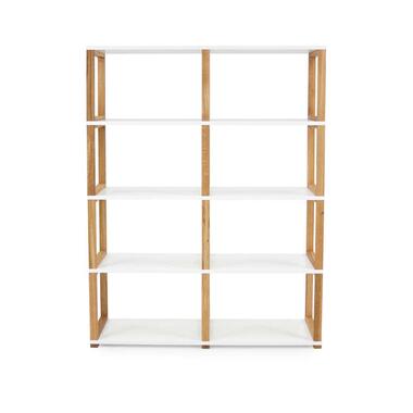 Tenzo boekenkast Art - wit/eikenkleur - 156x120x36 cm - Leen Bakker
