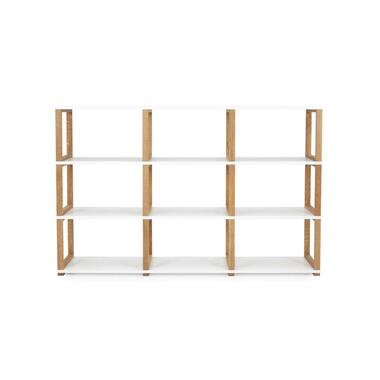 Tenzo boekenkast Art - wit/eikenkleur - 118x178x36 cm - Leen Bakker