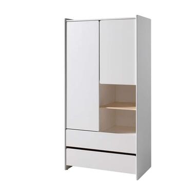 Vipack kledingkast Kiddy 2 deuren en 2 lades - wit - 90x180x55 cm - Leen Bakker