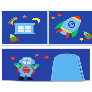 Vipack speelgordijn Astro - blauw - 235x140x0,5 cm - Leen Bakker