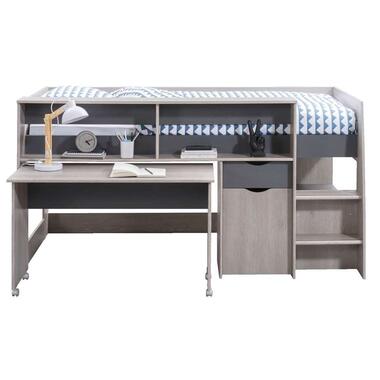 Halfhoogslaper Tempo - vergrijsd eiken/antraciet - 90x200 cm - Leen Bakker