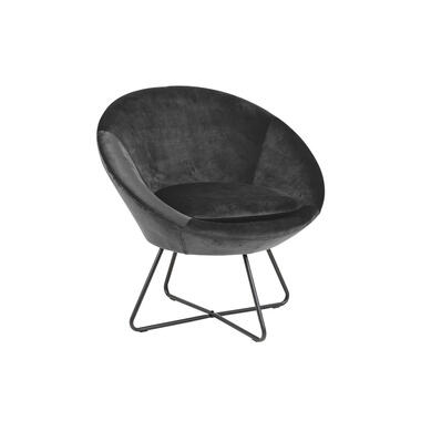 Fauteuil Forli - fluweel - donkergrijs - Leen Bakker