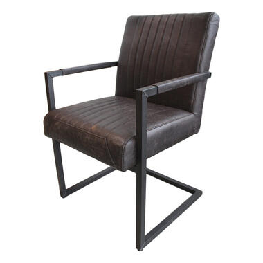 HSM Collection eetkamerstoel Texas - yachtleder - espresso - Leen Bakker
