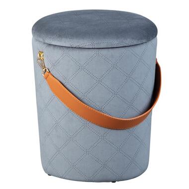Poef Nevis - grijs - 38x30x30 cm - Leen Bakker