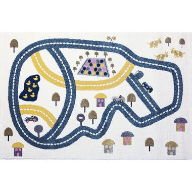 Art for Kids vloerkleed Racebaan - blauw - 135x190 cm - Leen Bakker