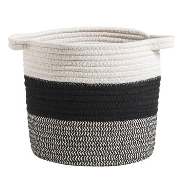 Mand Leuven - zwart/wit/grijs - 22xØ22 cm - Leen Bakker