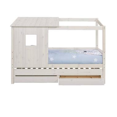 Bed Ties met bedverhoger en opzetdak - whitewash - 90x200 cm - Leen Bakker
