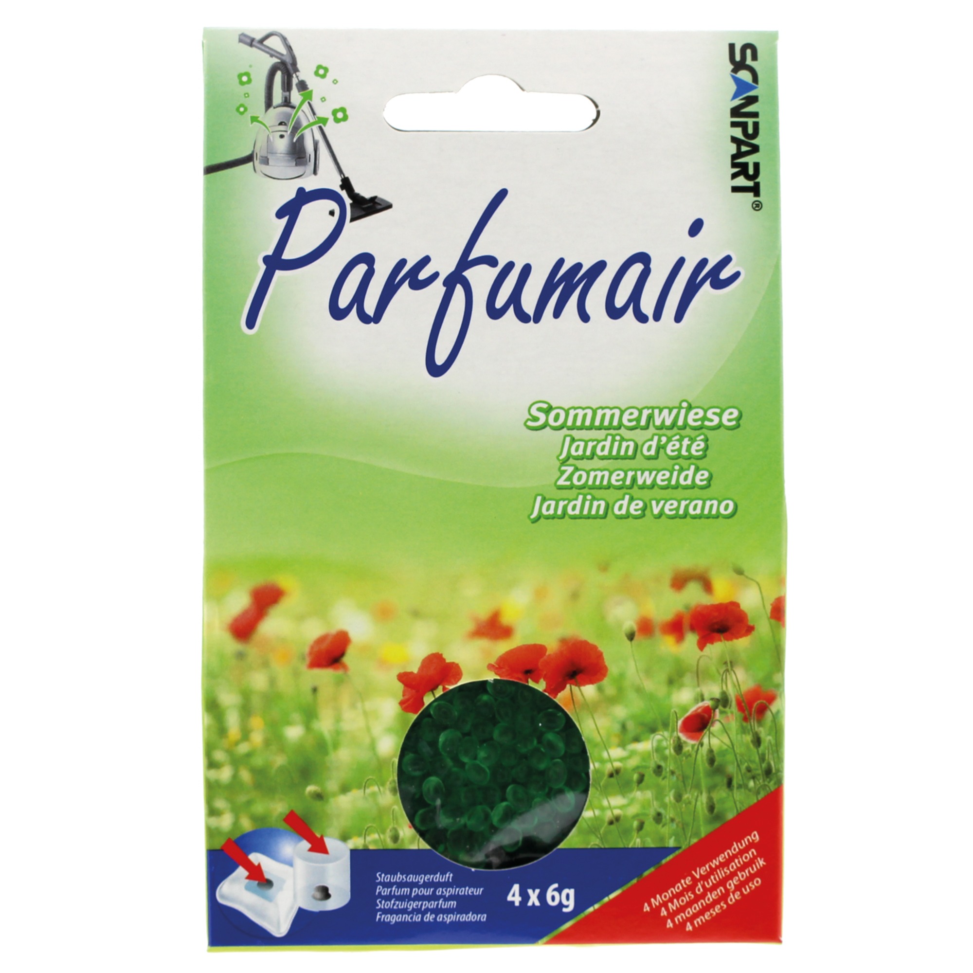 Scanpart Parfumair geurparels zomerweide 4x6g Stofzuiger accessoire Groen