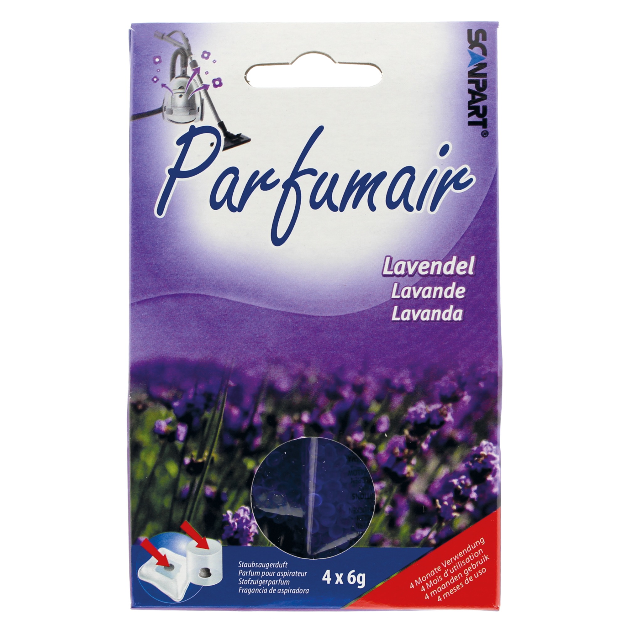 Scanpart Parfumair geurparels lavendel 4x6g Stofzuiger accessoire Paars