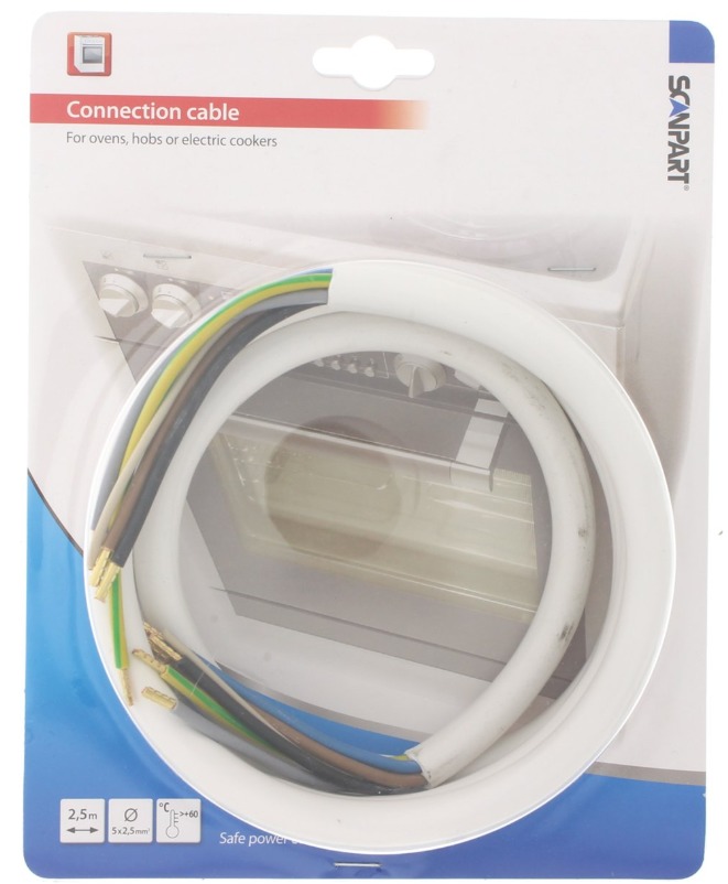 Scanpart oven aansluitkabel 5x2.50mm 2,5m Inbouw accessoire Wit