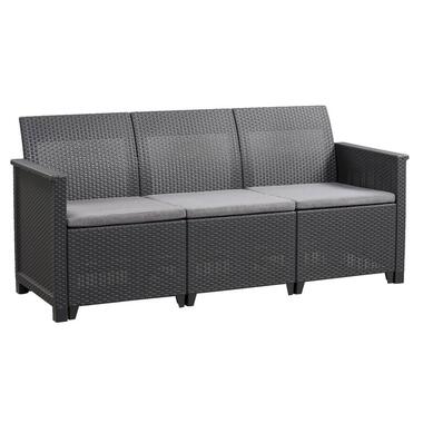 Keter 3-zits loungebank Emma - antraciet - 74xx163x74 cm - Leen Bakker