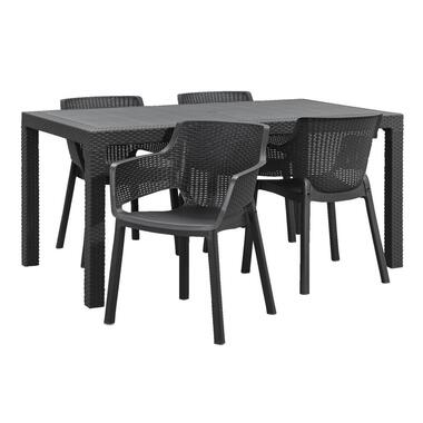 Keter tuinset Eva-Melody - antraciet - 5-delig - Leen Bakker