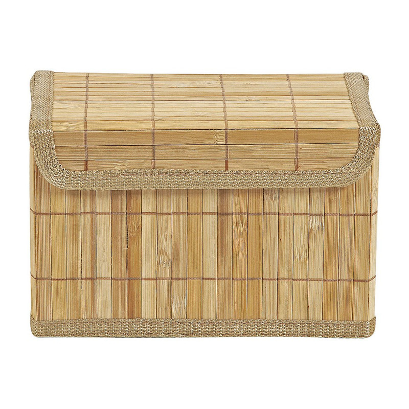 Opbergmand met deksel - bamboe - 16x24x14 cm
