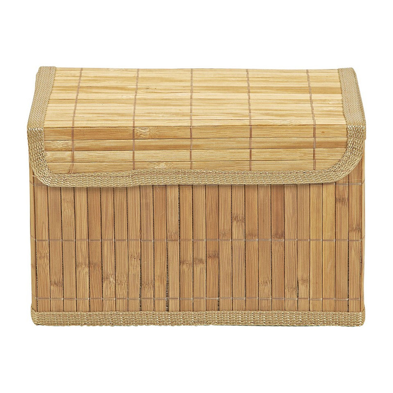 Opbergmand met deksel - bamboe - 18x29x18 cm