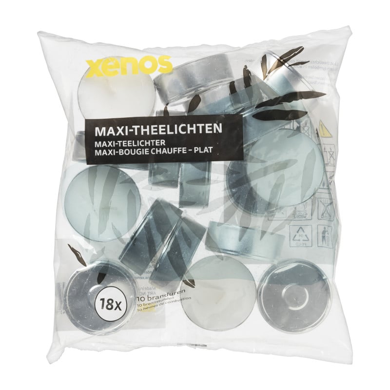 Maxi-waxinelichten - 10 branduren - set van 18