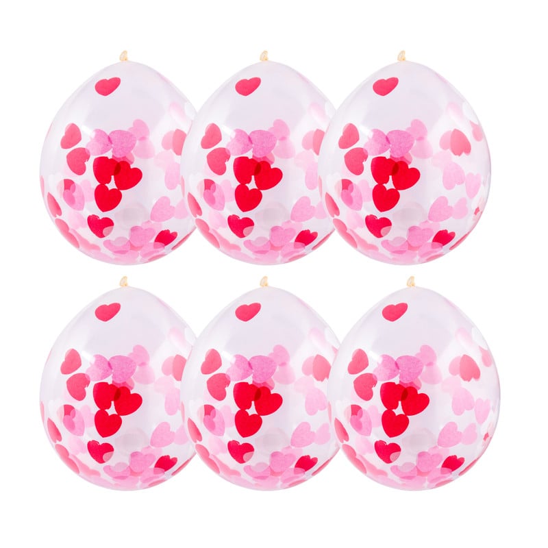 Ballon confetti - hartjes - set van 6
