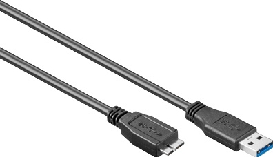 USB 3.0 Kabel, A - microA, Zwart, 2m