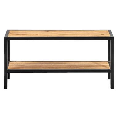 Schoenenrek Gijs - naturel/zwart - hout - 33x70x25 cm - Leen Bakker
