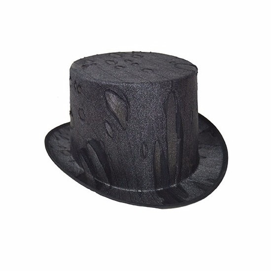 Horror/Halloween thema zwarte hoge hoed - voor volwassenen -