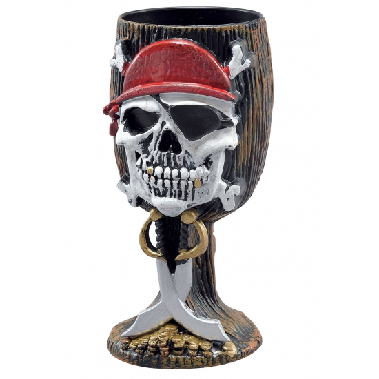 Piraten feest accessoires kelk/drinkbeker - 17 cm - Piraten thema feestje feestartikelen -
