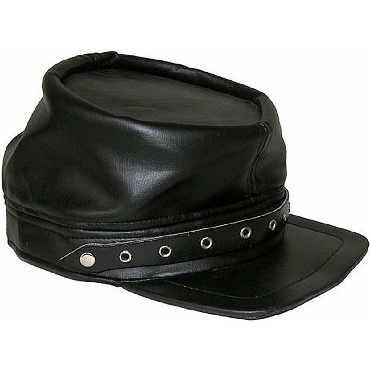 Biker/rocker verkleed pet - kunstleer - zwart - volwassenen -