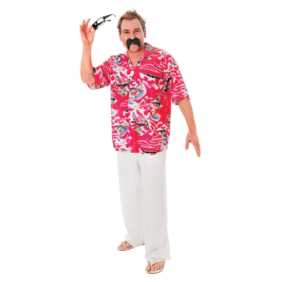 Hawaii verkleedkleding blouse overhemd - rood - voor heren - maat M/L One size -