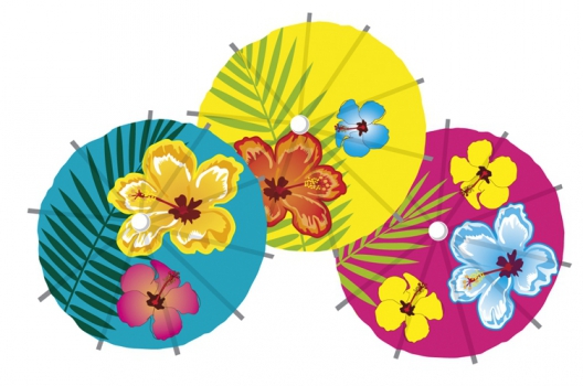 6x stuks Cocktail/IJsjes parasols prikkers Hawaii print -