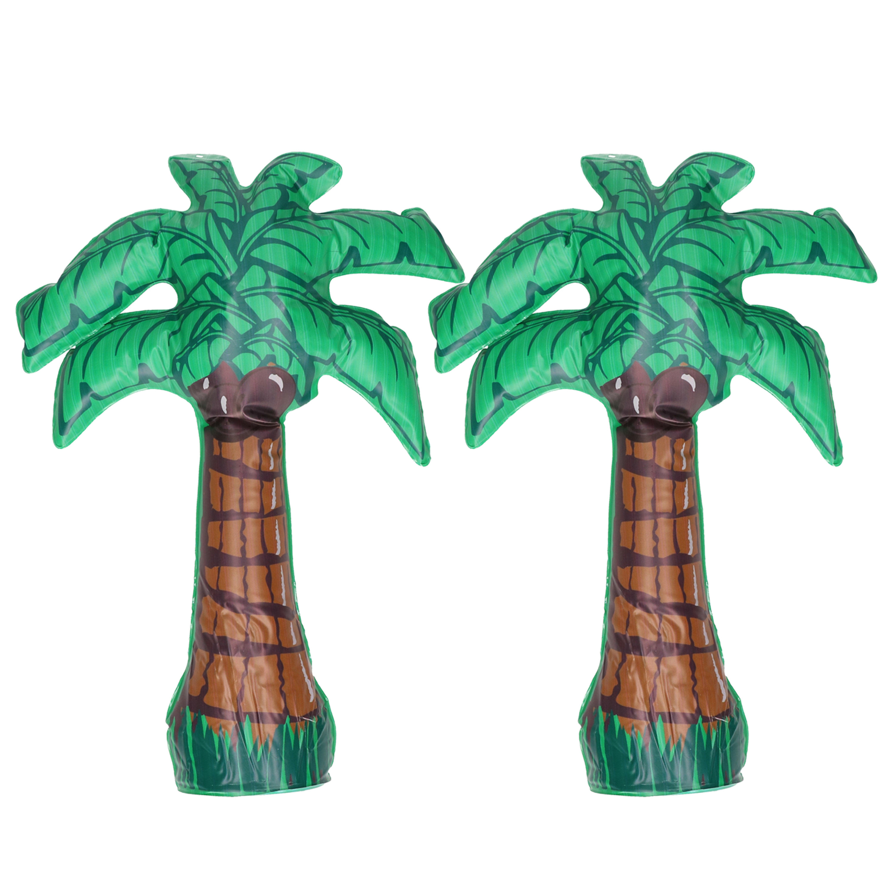Opblaasbare decoratie palmboom - 2x - kunststof - groen - H45 cm -