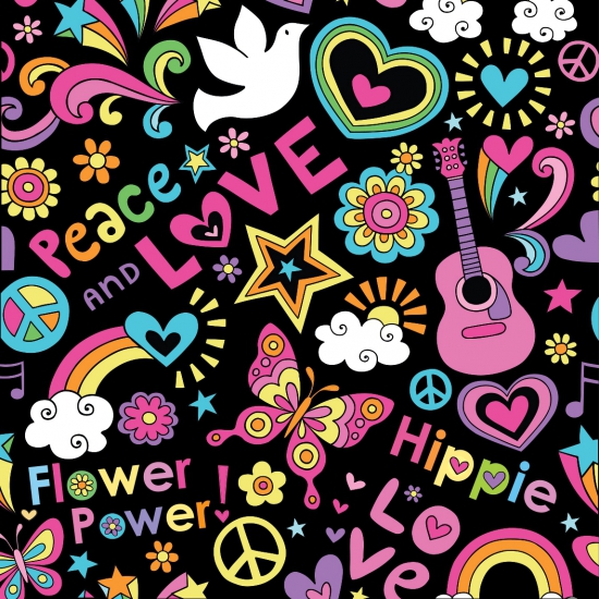 25x stuks bierviltjes Hippie Sixties thema print -