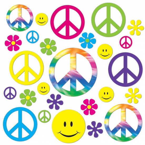 Wand feest decoratie hangers - Sixties Hippie Flower Power peace thema - 42 delig -