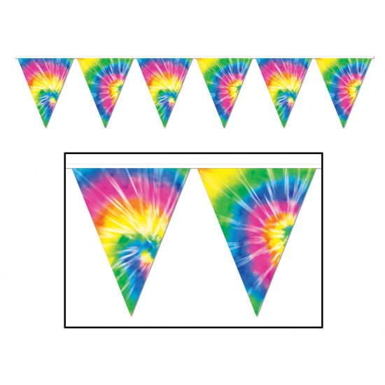 2x stuks Tie Dyed hippie vlaggenlijnen 3 meter -