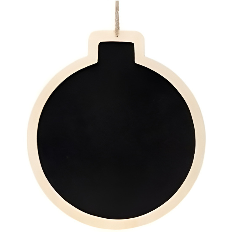 Kersthanger kerstfiguur houten krijtbord kerstbal vorm 22 cm -