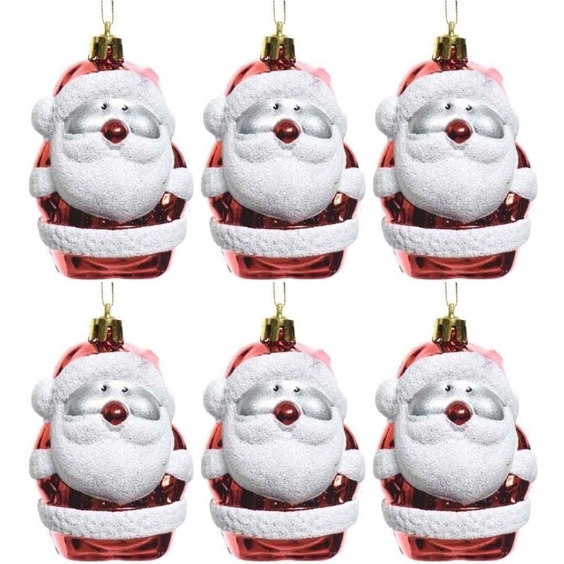 6x Kersthangers figuurtjes kerstman 8 cm -