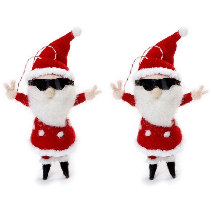 2x Kersthangers figuurtjes coole kerstman 12 cm -