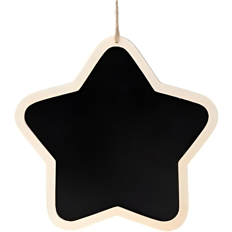 Kersthanger kerstfiguur houten krijtbord ster vorm 22 cm -