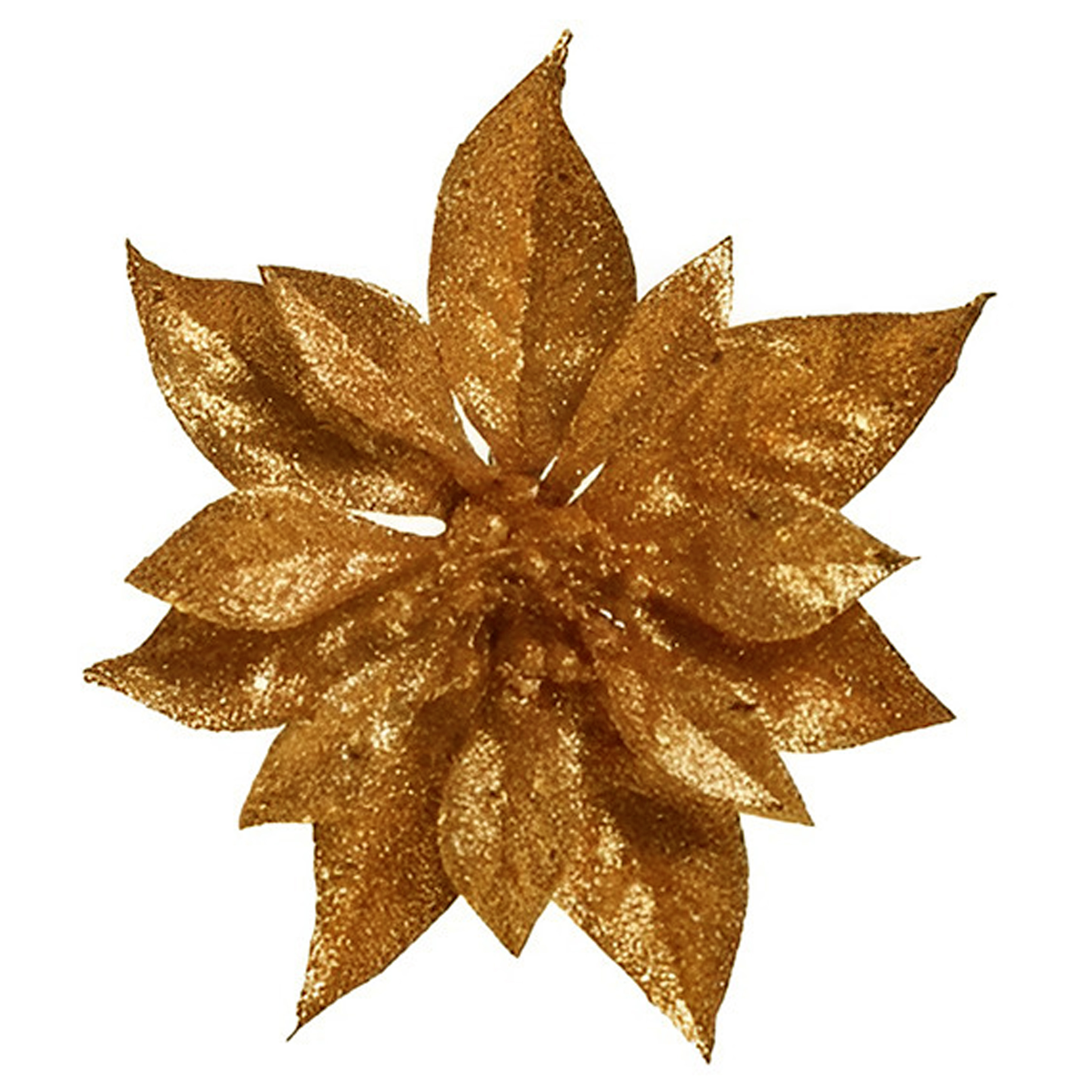 1x Kerstboomversiering bloem op clip koperen kerstster 18 cm -