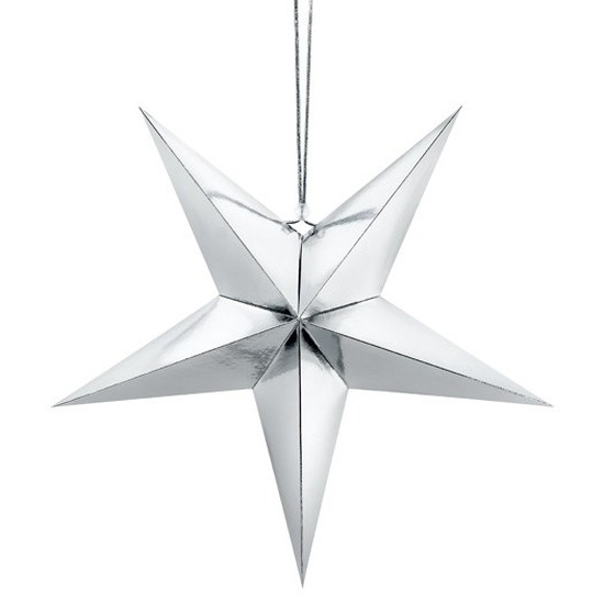 Kerstster - zilver - 70 cm - decoratie ster - karton - lampion - kerstversiering -