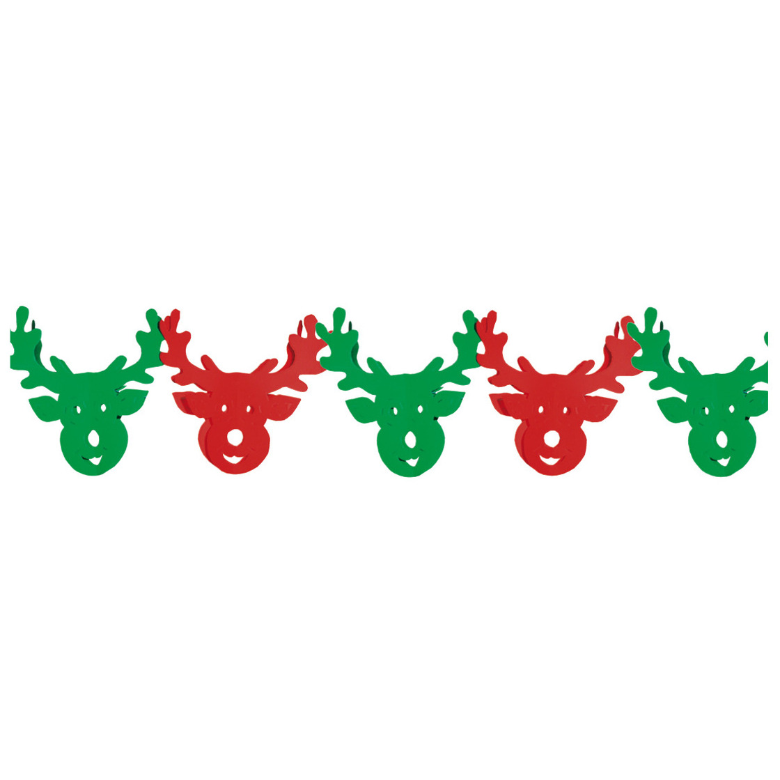 Kerstslinger - rendieren - rood/groen - 3 meter - papier - brandvertragend - kerstversiering -