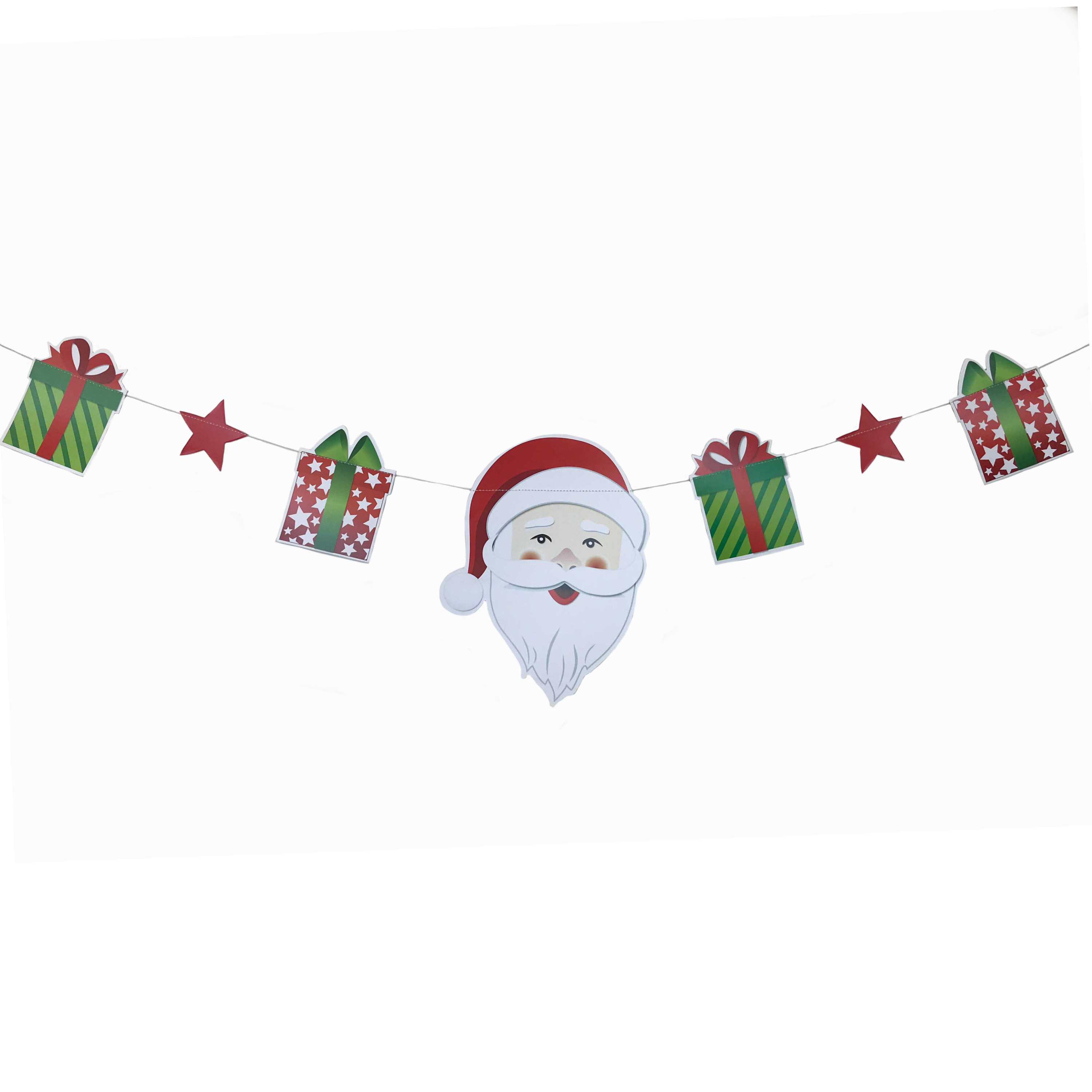 Kerst decoratie slinger met Kerstman en cadeautjes 165 cm van karton -