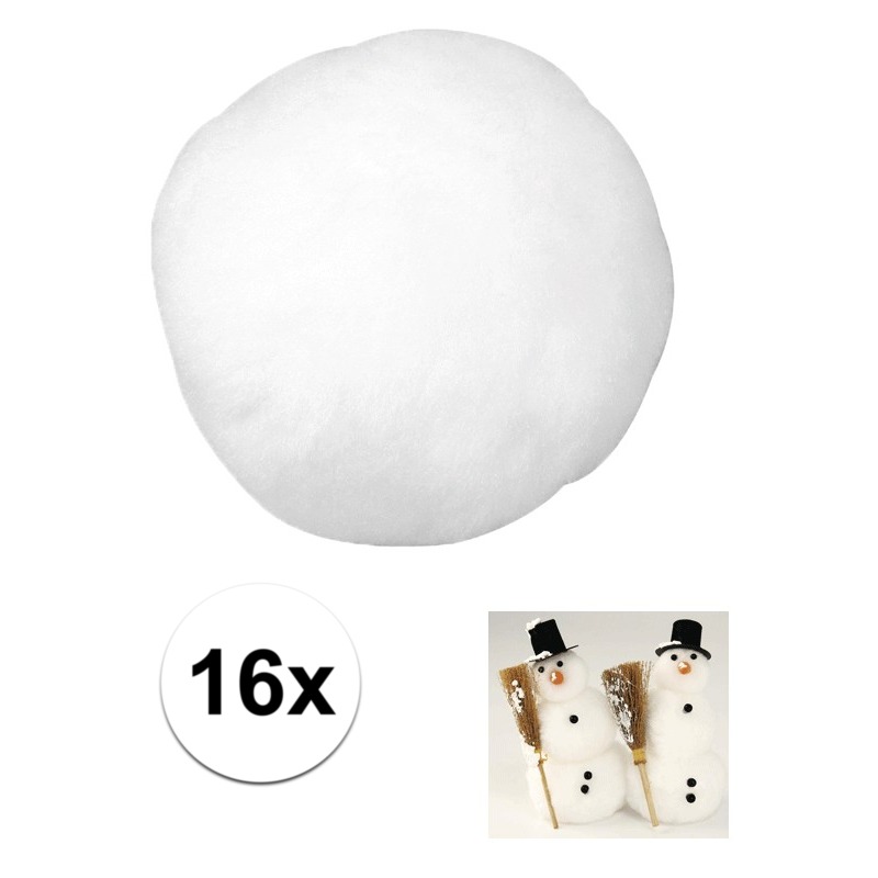 16x Witte sneeuwballen 6 cm -