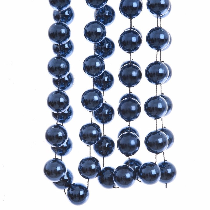 Donkerblauwe XXL kralenslingers kerstslingers 270 cm -